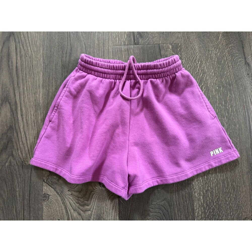 Victoria's Secret PINK Fuschia Cotton Ivy Fleece Lounge Sweats Shorts Purple XS